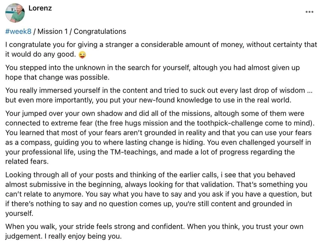 Written client review 114 — Transformation Mastery Mentoring 2.0.