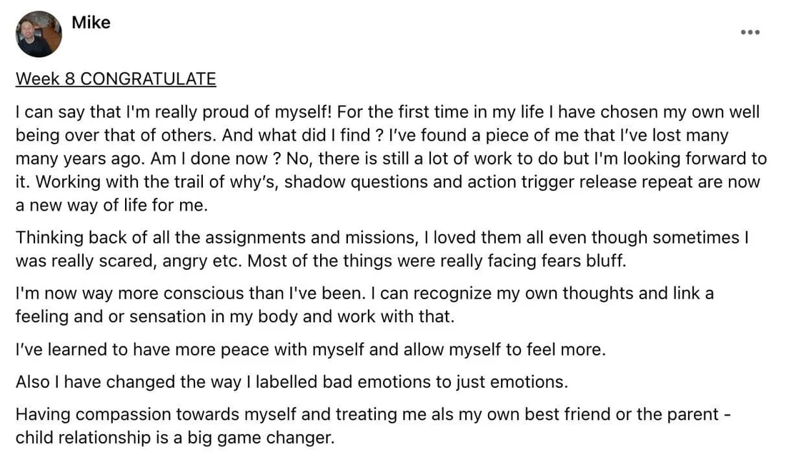 Written client review 31 — Transformation Mastery Mentoring 2.0.