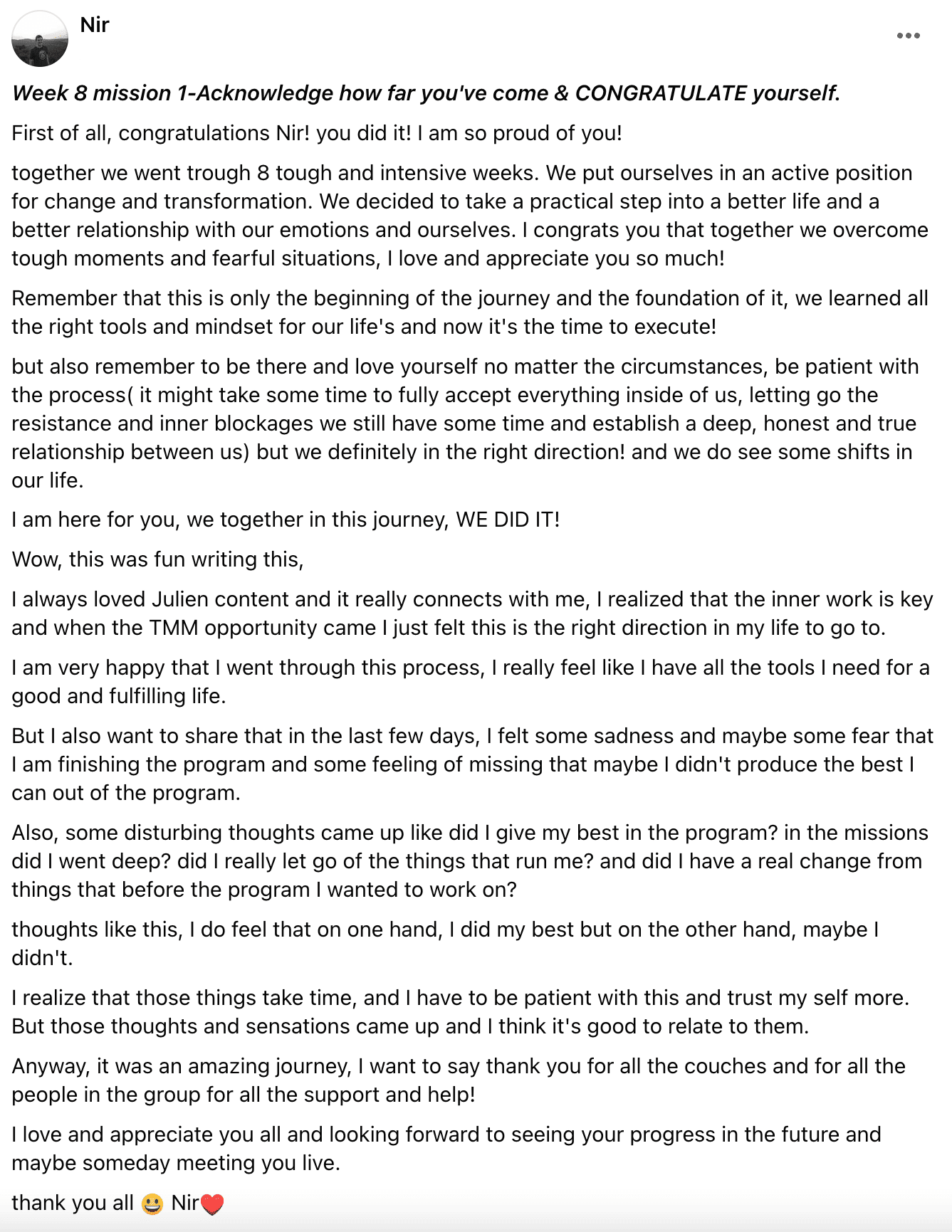 Written client review 146 — Transformation Mastery Mentoring 2.0.