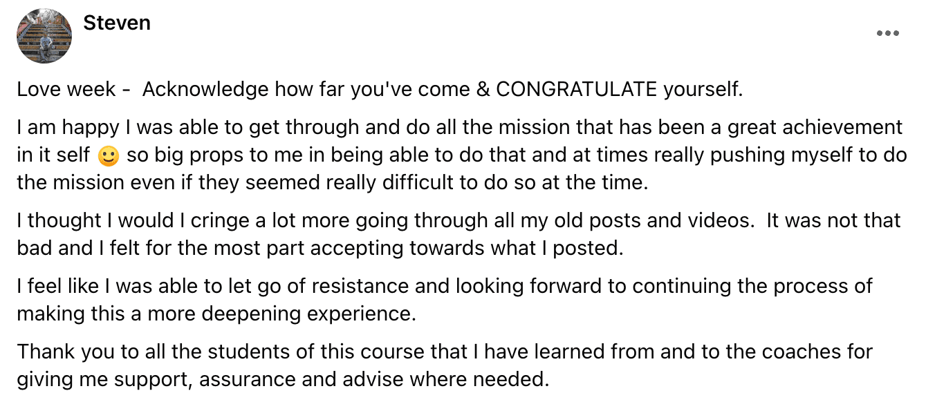 Written client review 52 — Transformation Mastery Mentoring 2.0.