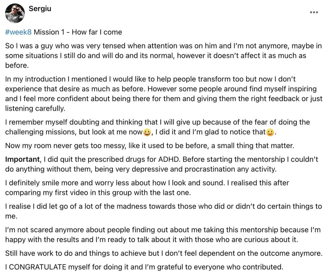 Written client review 75 — Transformation Mastery Mentoring 2.0.