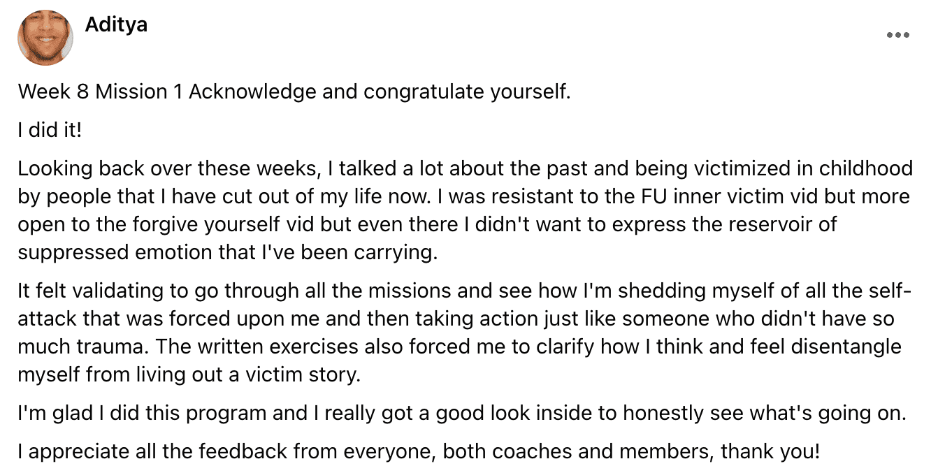 Written client review 51 — Transformation Mastery Mentoring 2.0.