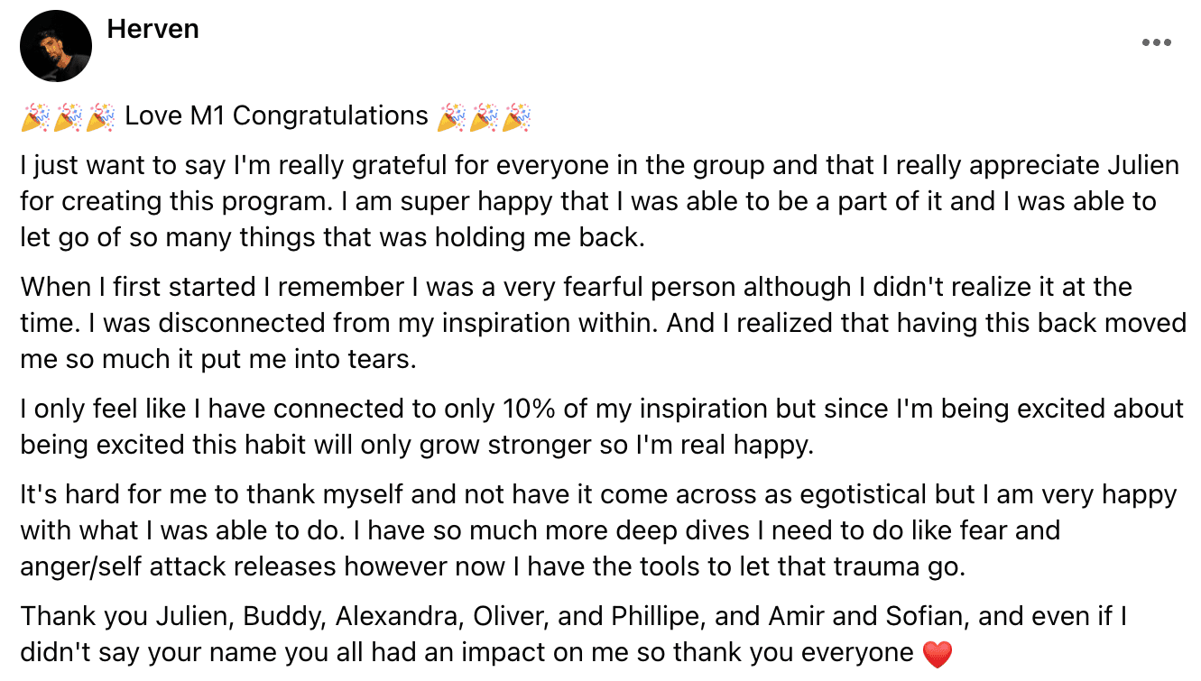 Written client review 50 — Transformation Mastery Mentoring 2.0.
