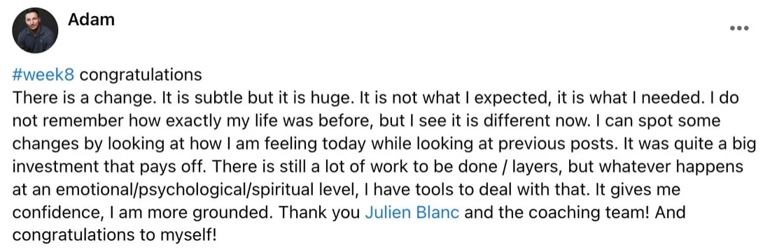 Written client review 49 — Transformation Mastery Mentoring 2.0.