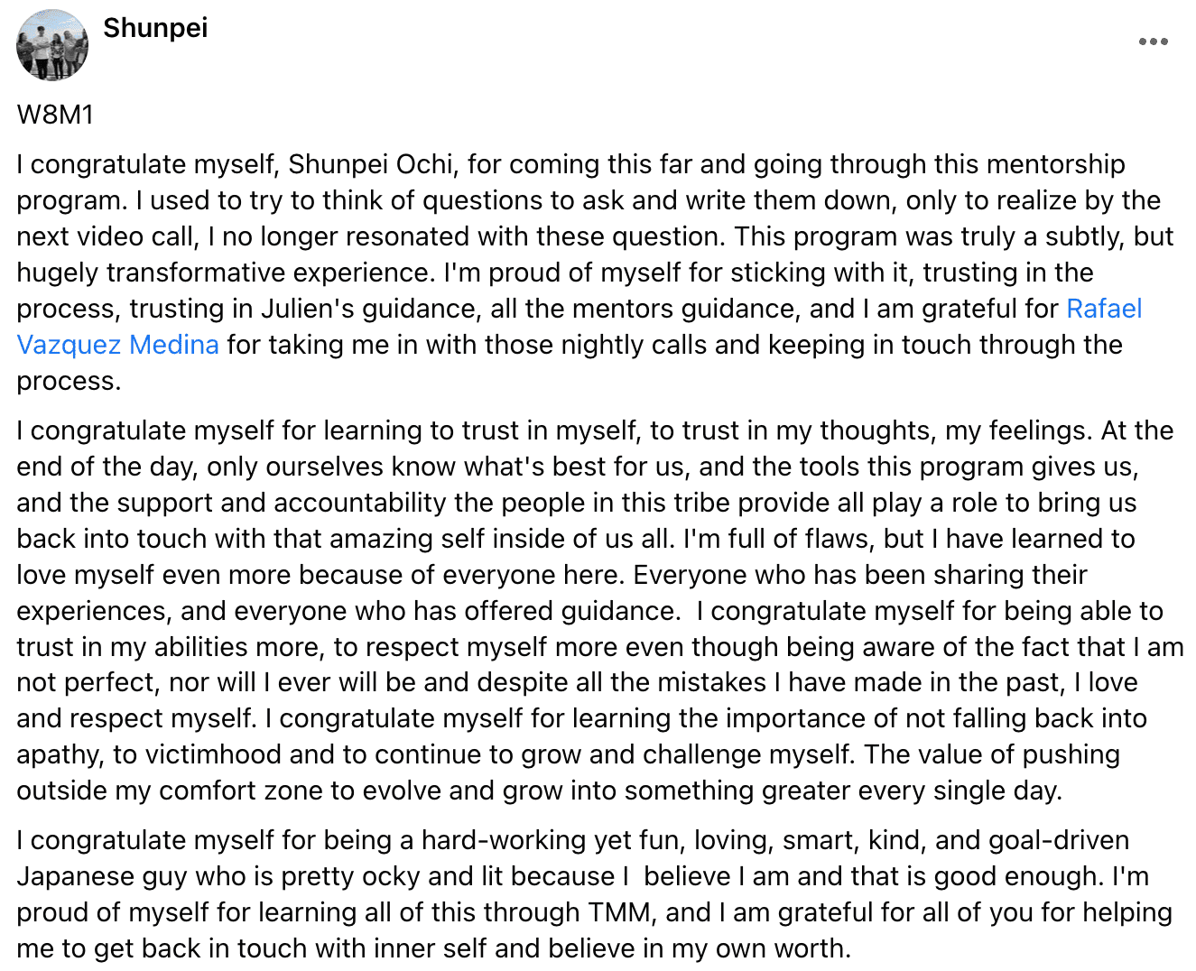 Written client review 125 — Transformation Mastery Mentoring 2.0.
