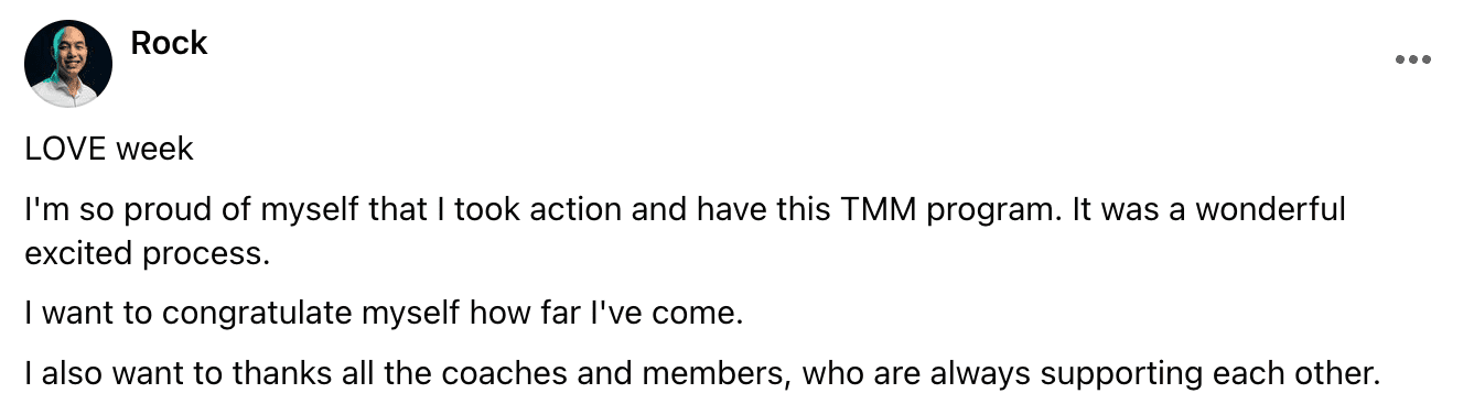 Written client review 60 — Transformation Mastery Mentoring 2.0.