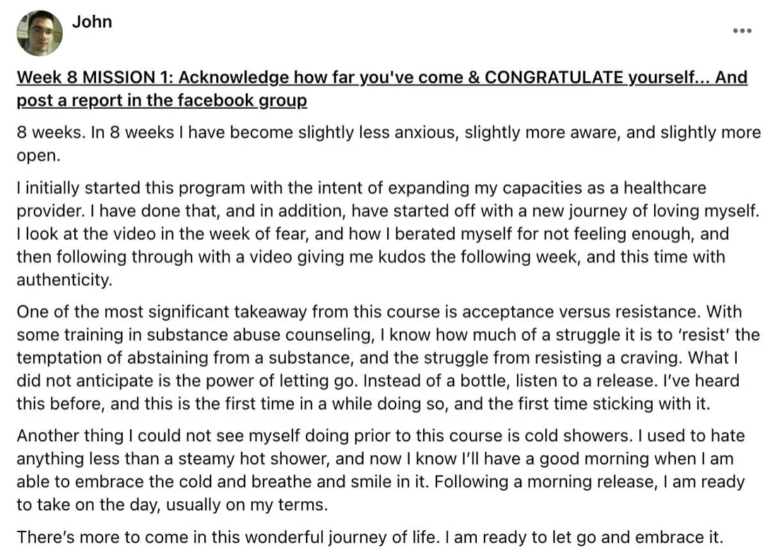Written client review 124 — Transformation Mastery Mentoring 2.0.