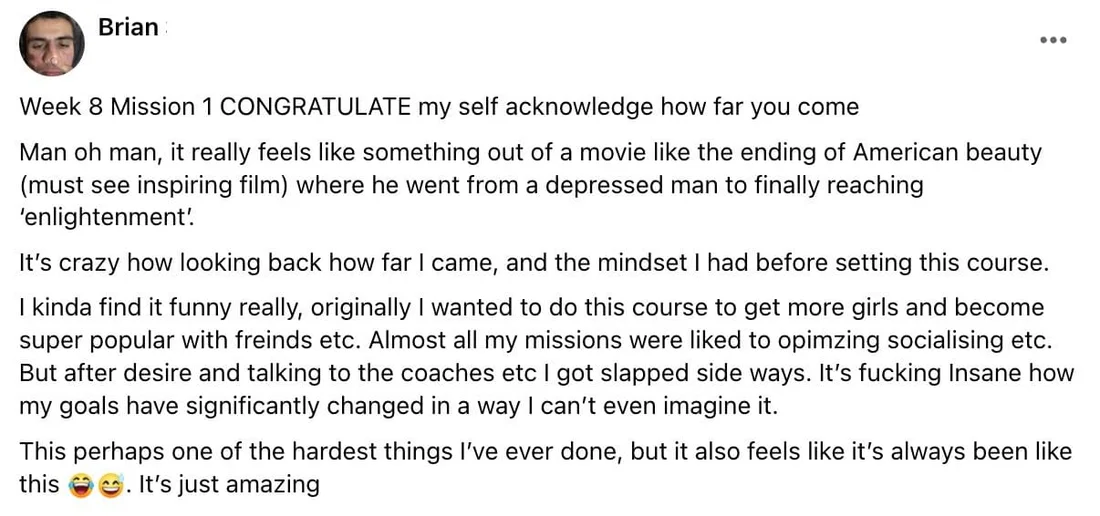 Written client review 128 — Transformation Mastery Mentoring 2.0.