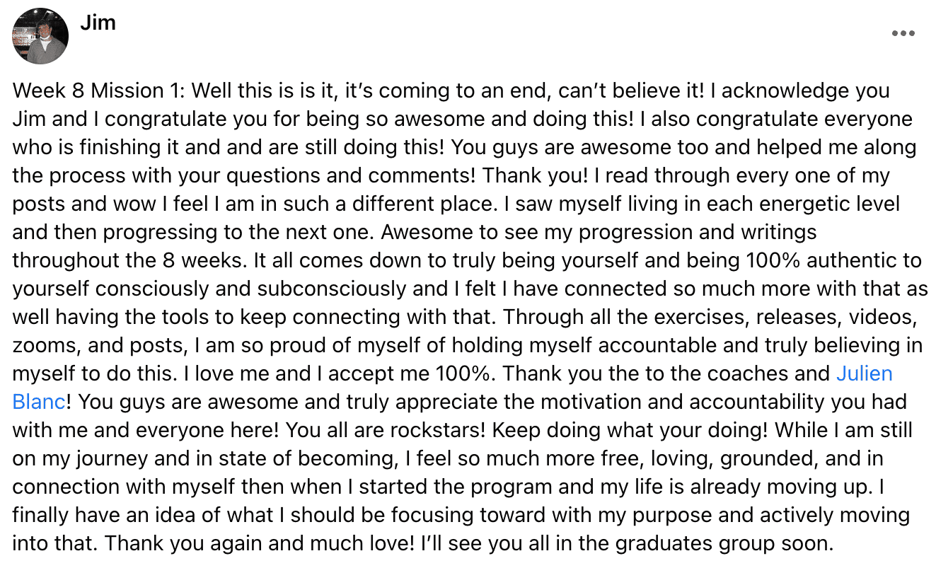 Written client review 78 — Transformation Mastery Mentoring 2.0.