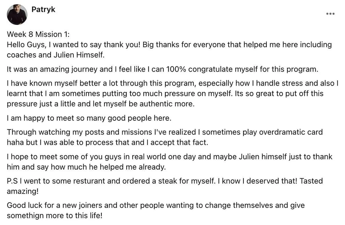 Written client review 137 — Transformation Mastery Mentoring 2.0.