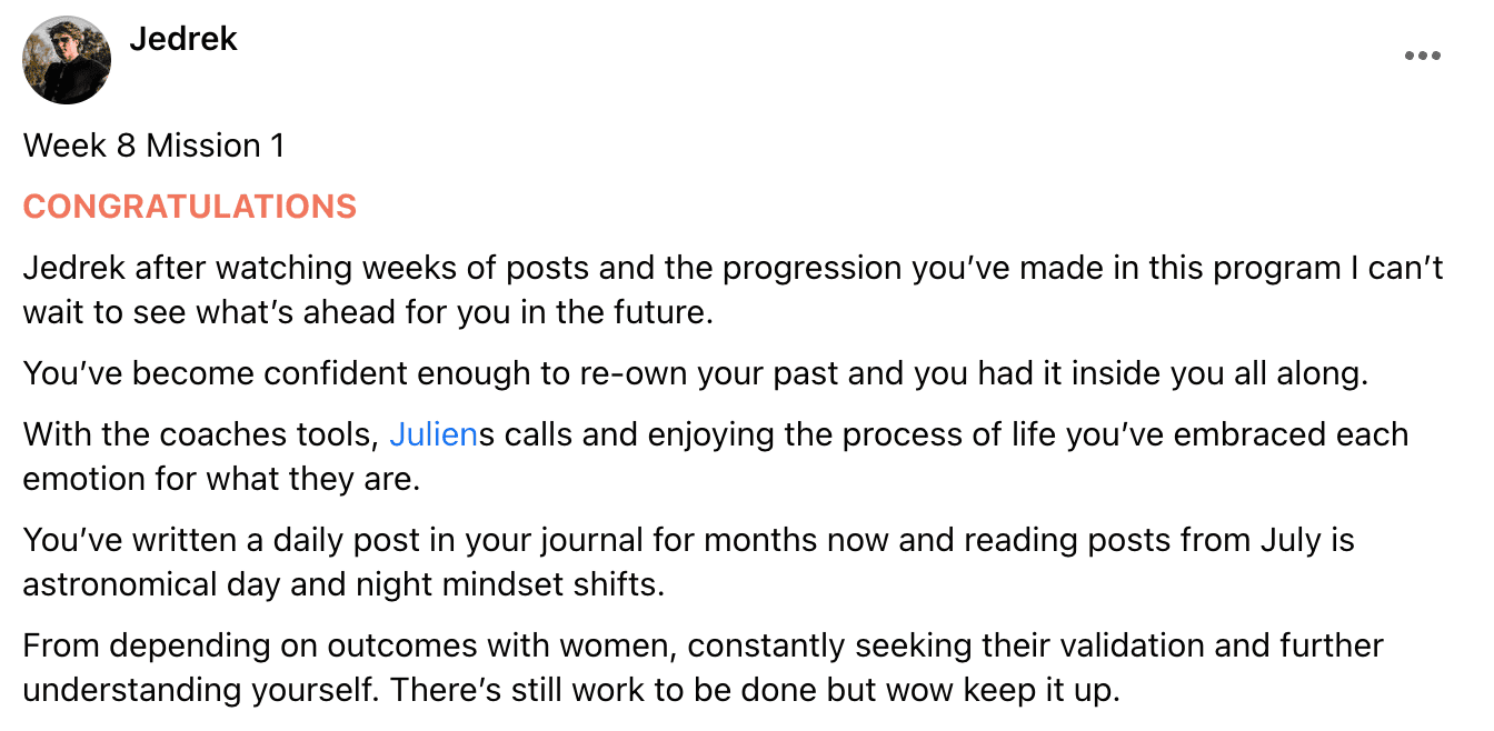 Written client review 145 — Transformation Mastery Mentoring 2.0.