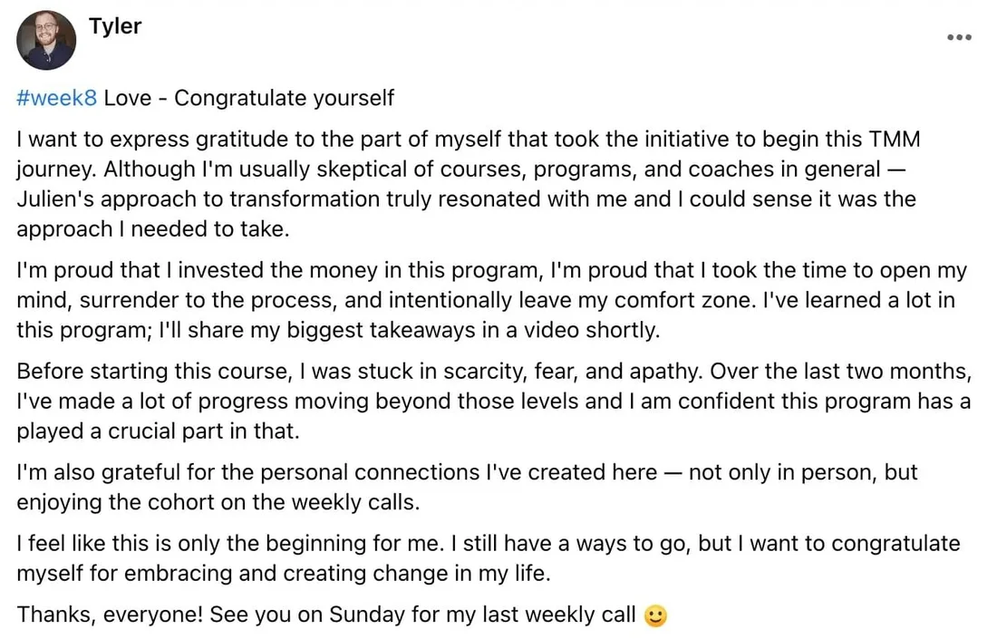 Tyler's written review — Transformation Mastery Mentoring 2.0.