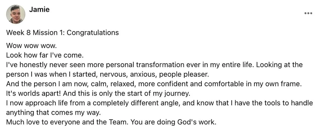 Jamie's written review — Transformation Mastery Mentoring 2.0.