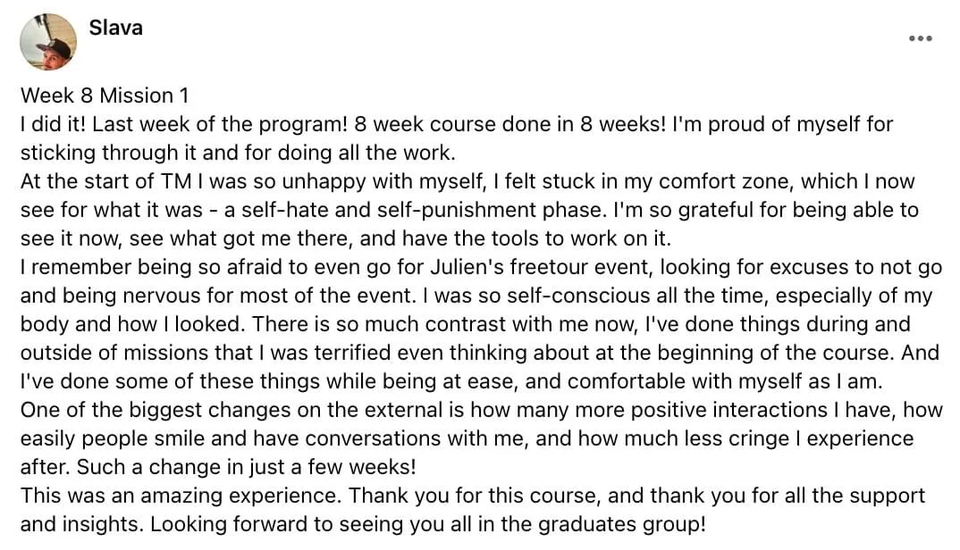 Slava's written review — Transformation Mastery Mentoring 2.0.