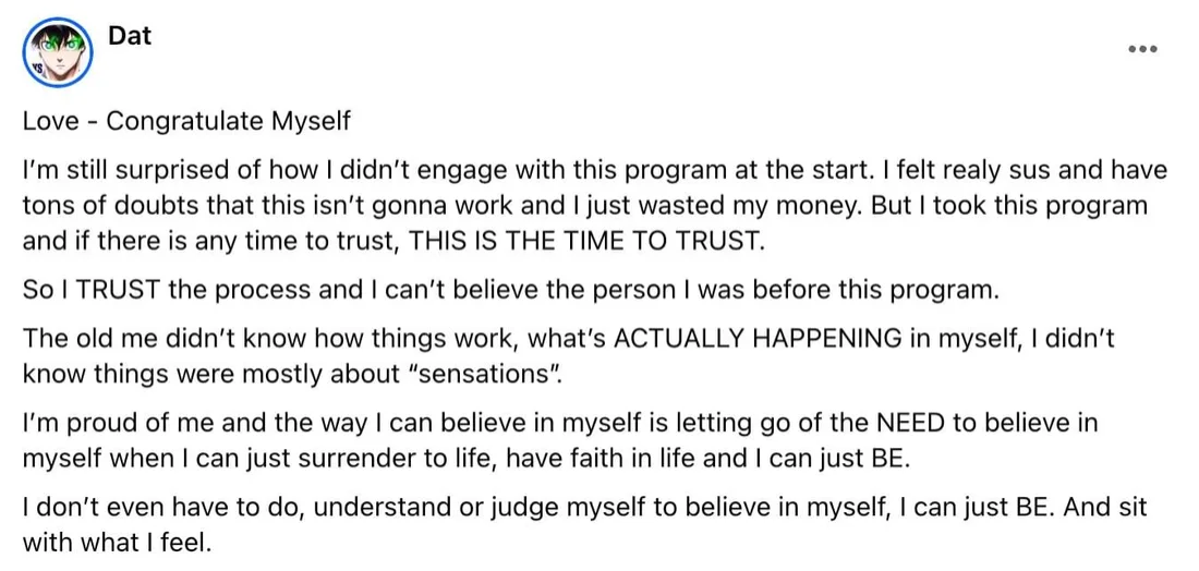 Dat's written review — Transformation Mastery Mentoring 2.0.