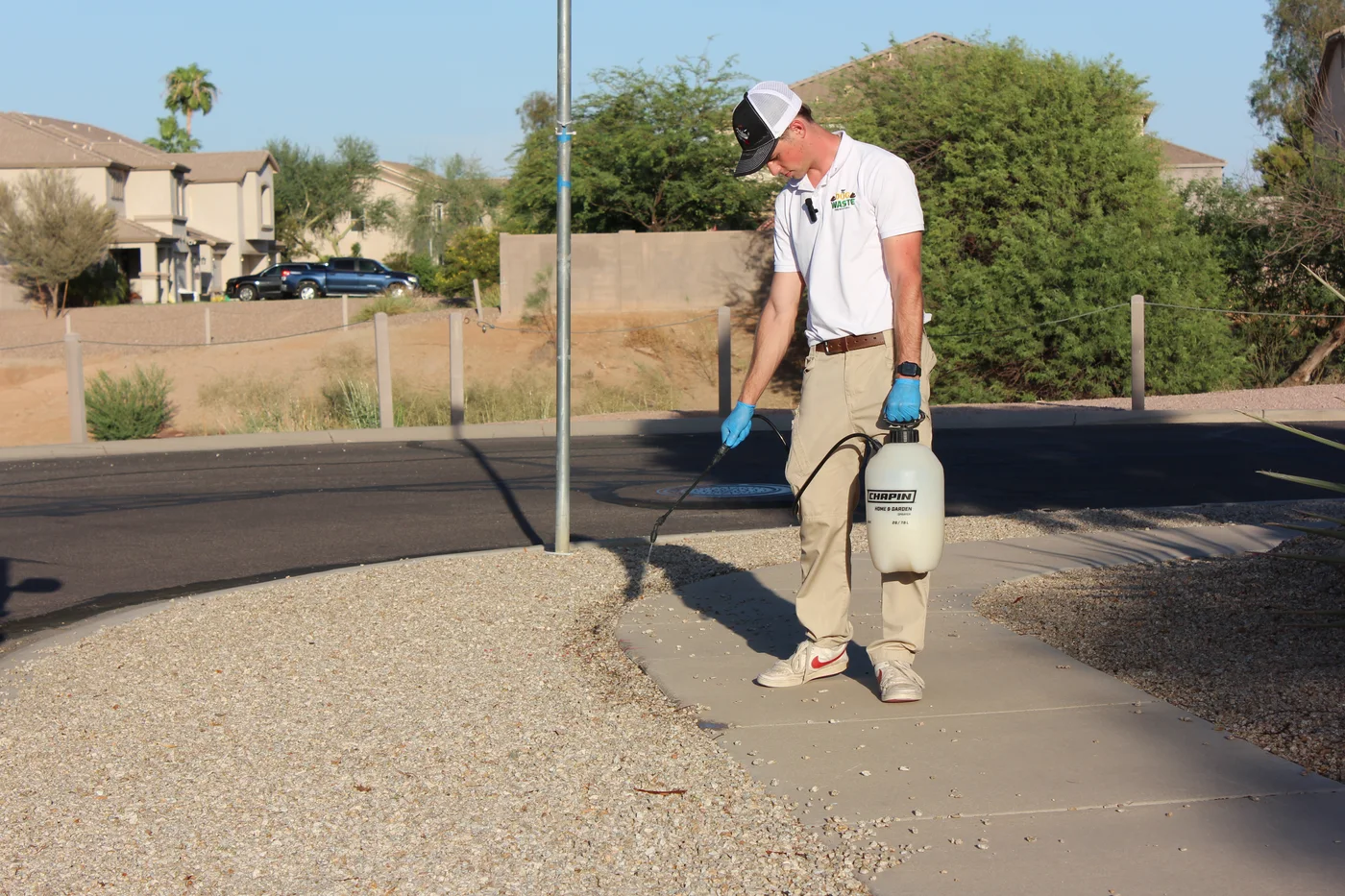 TC Dog Waste Removal technician during a San Tan Valley, Arizona dog poop cleanup visit