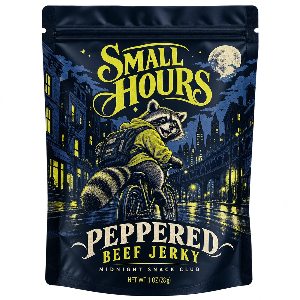 Custom 1 oz Beef Jerky Bags illustrated packaging concept