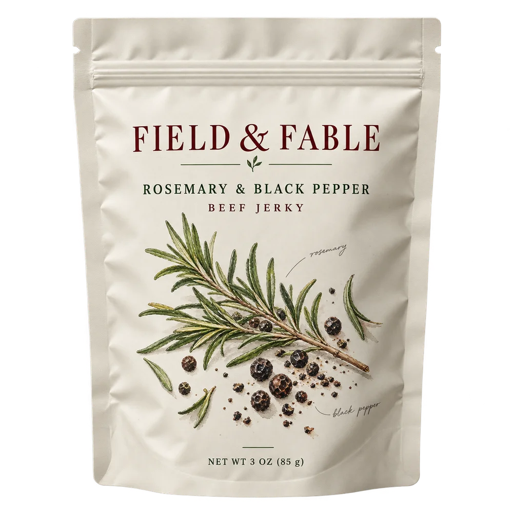 Custom 3 oz Beef Jerky Bags illustrated packaging concept