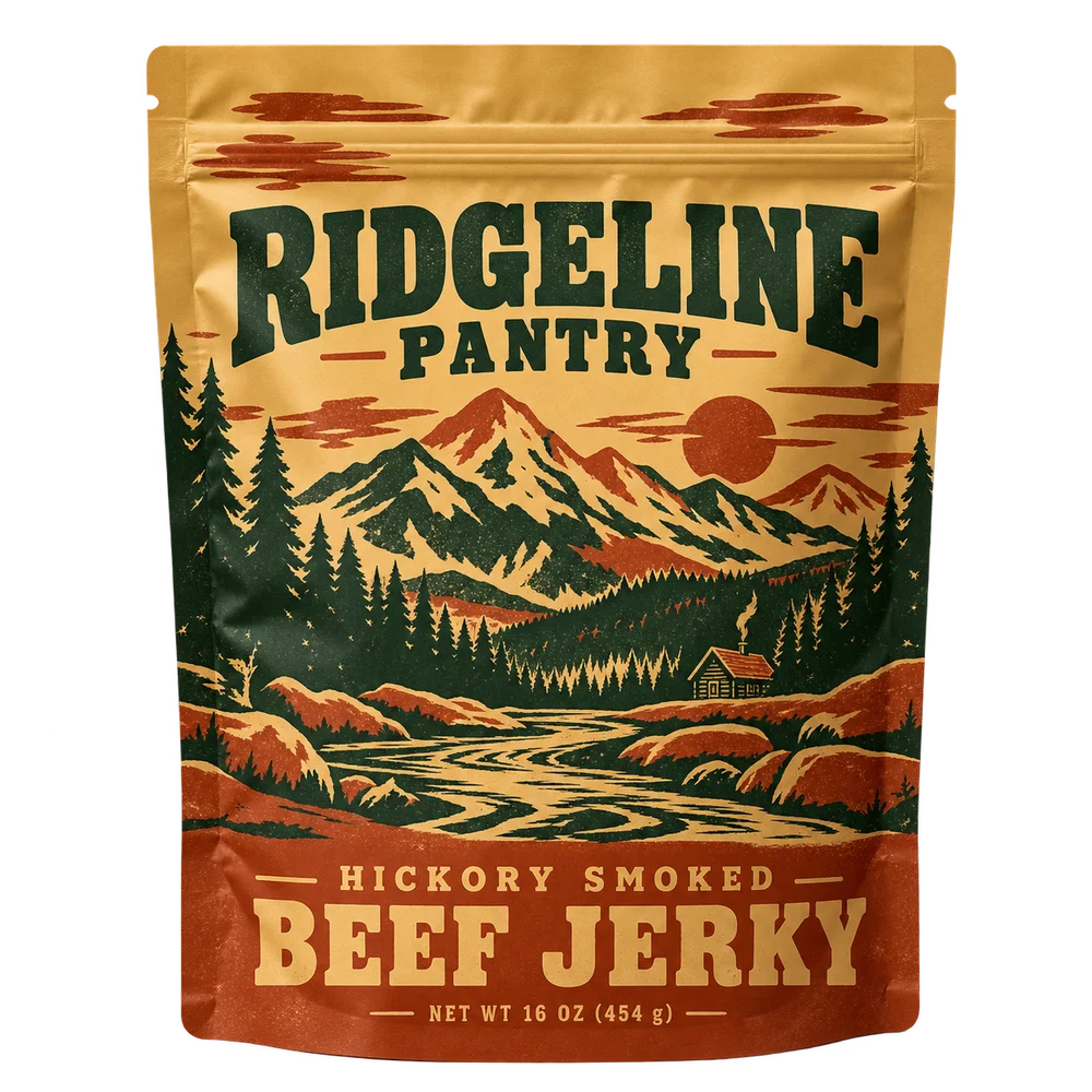 Custom 16 oz Beef Jerky Bags illustrated packaging concept