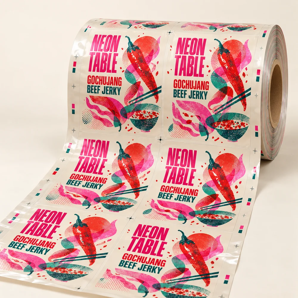 Custom Printed Jerky Rollstock illustrated packaging concept