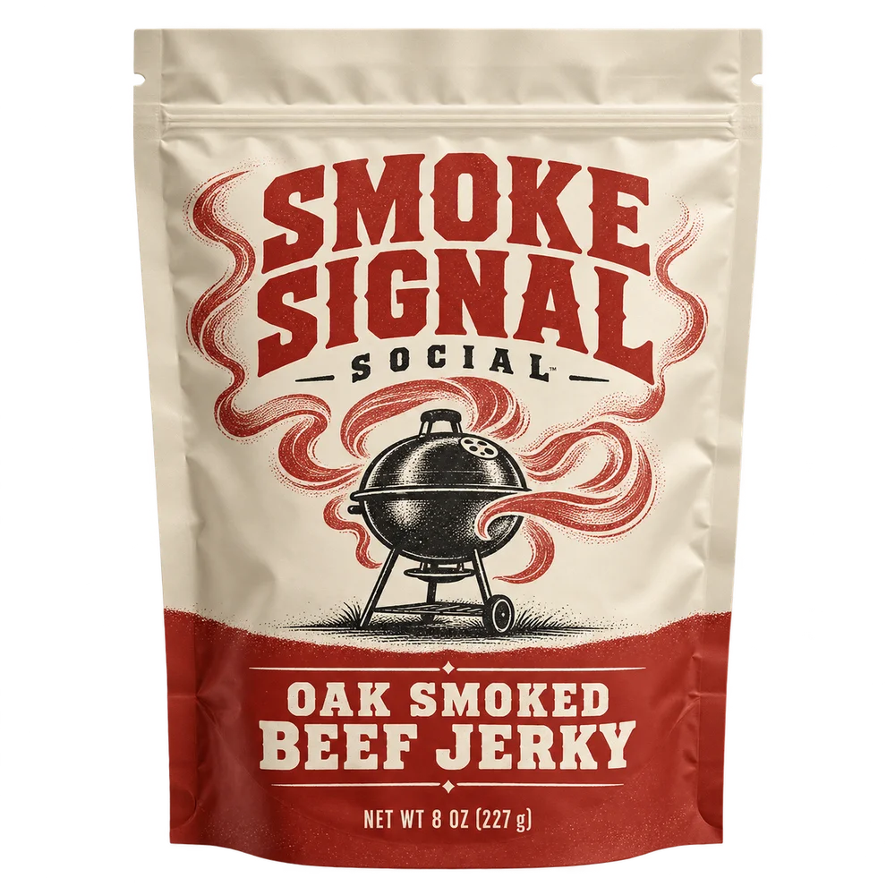 Custom 8 oz Beef Jerky Bags illustrated packaging concept