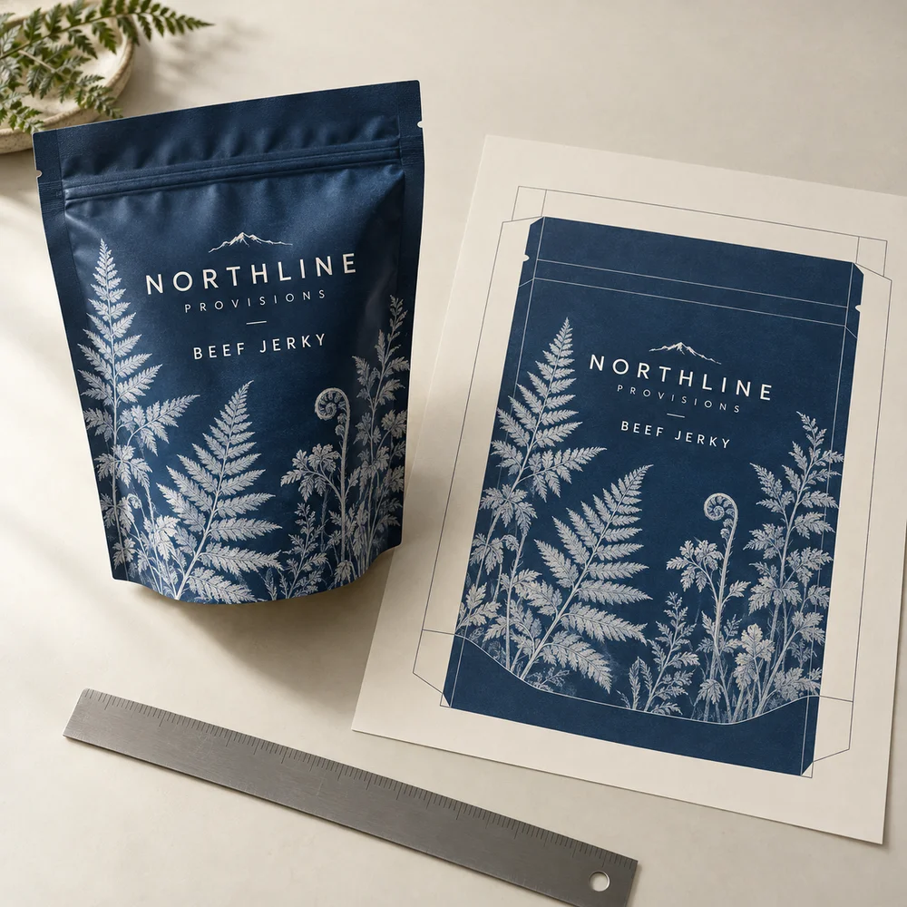 Design on the right template. illustrated packaging concept