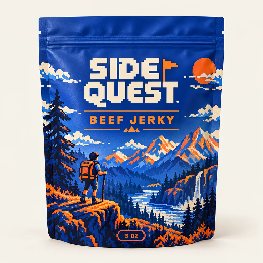 3 oz stand-up pouch illustrated brand concept