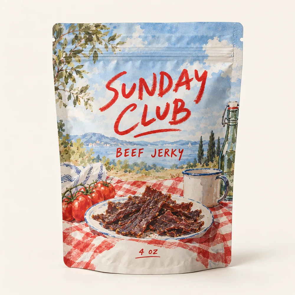 4 oz stand-up pouch illustrated brand concept