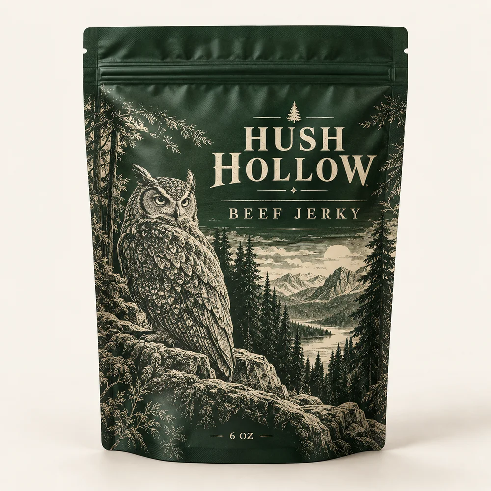 6 oz stand-up pouch illustrated brand concept