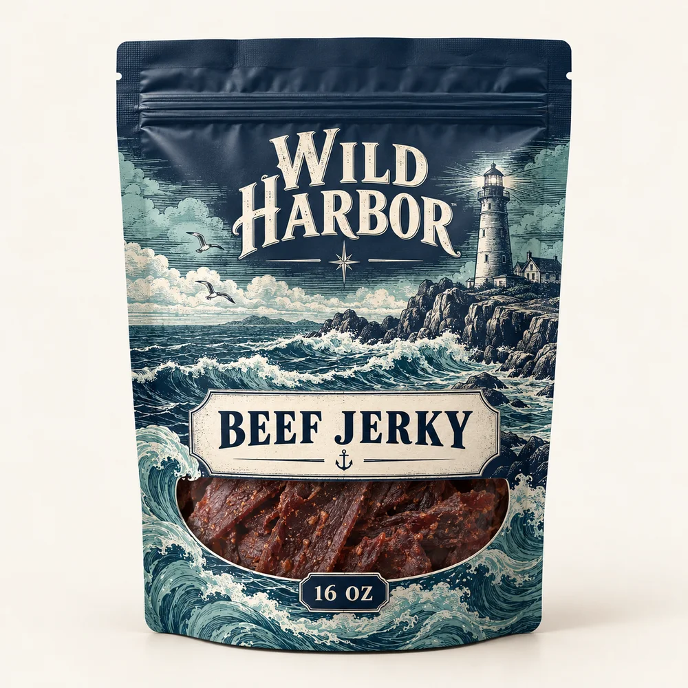 16 oz stand-up pouch illustrated brand concept