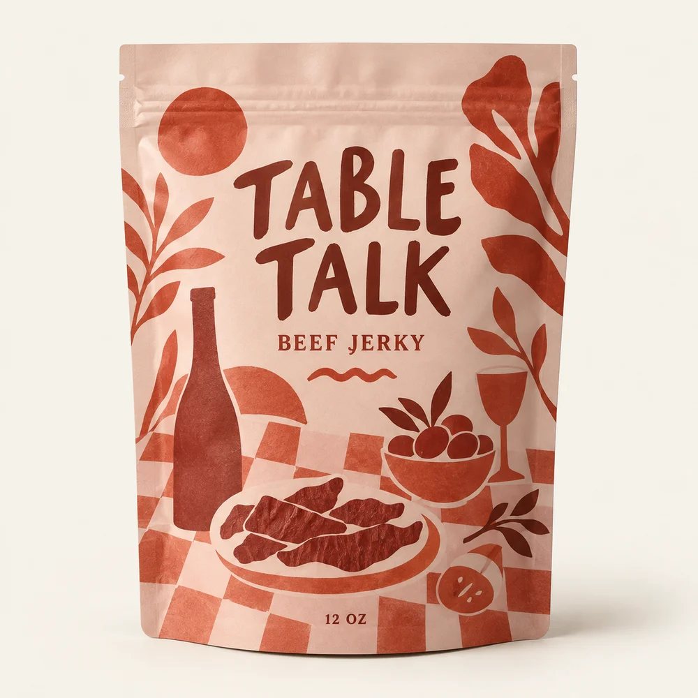 12 oz stand-up pouch illustrated brand concept
