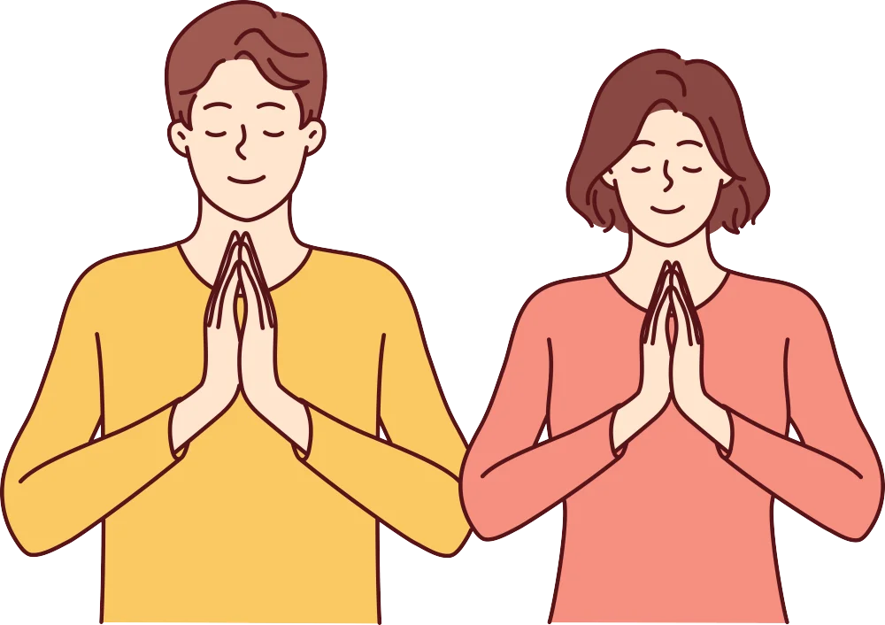Man and Woman w/ Raised Prayer Hands