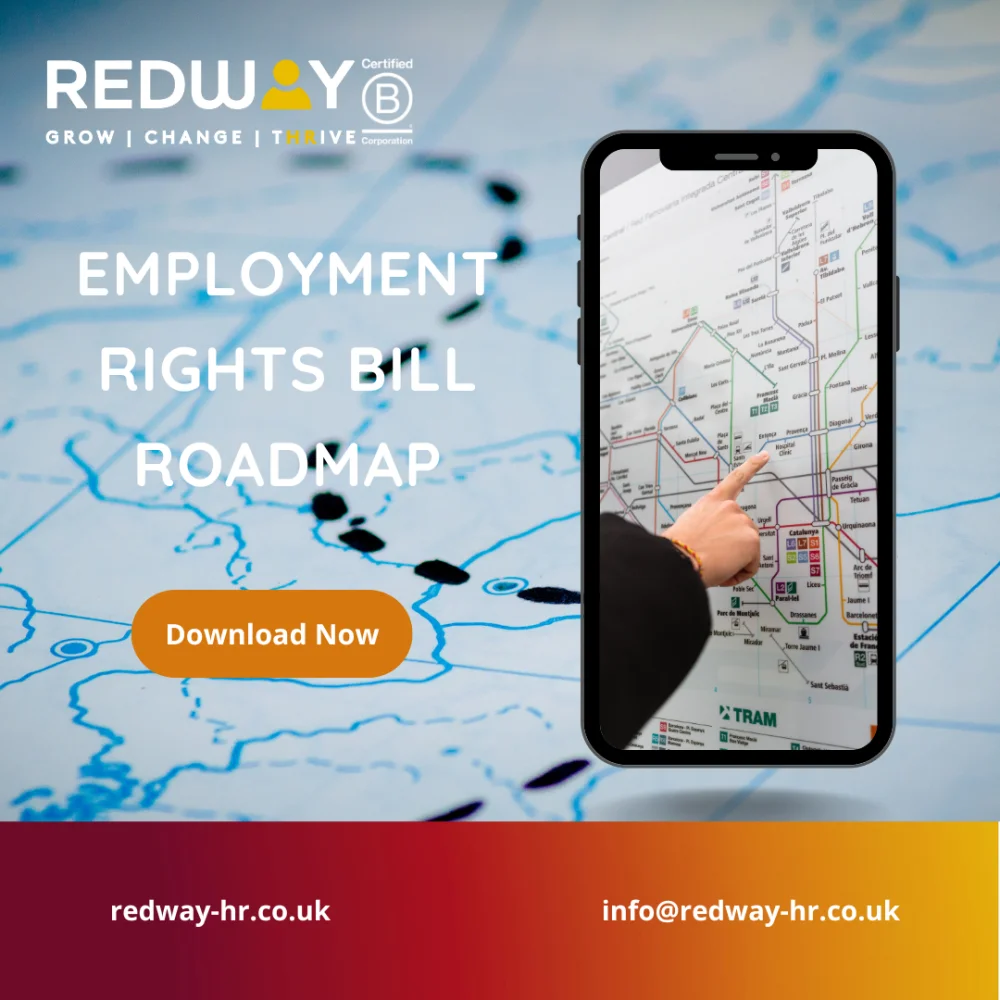 A map background with wording 'employment rights bill roadmap'