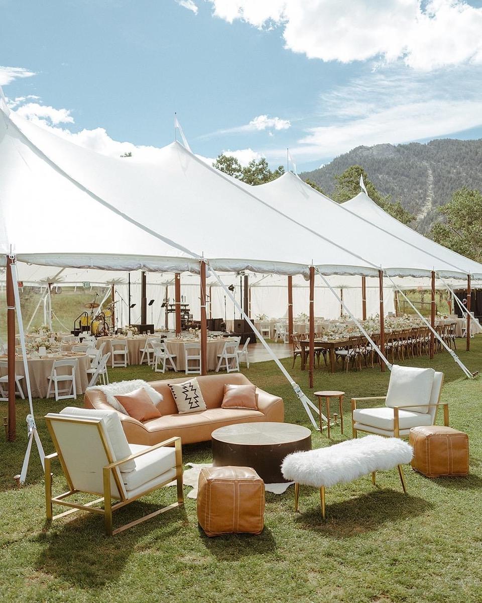 lounge area outside of a tent