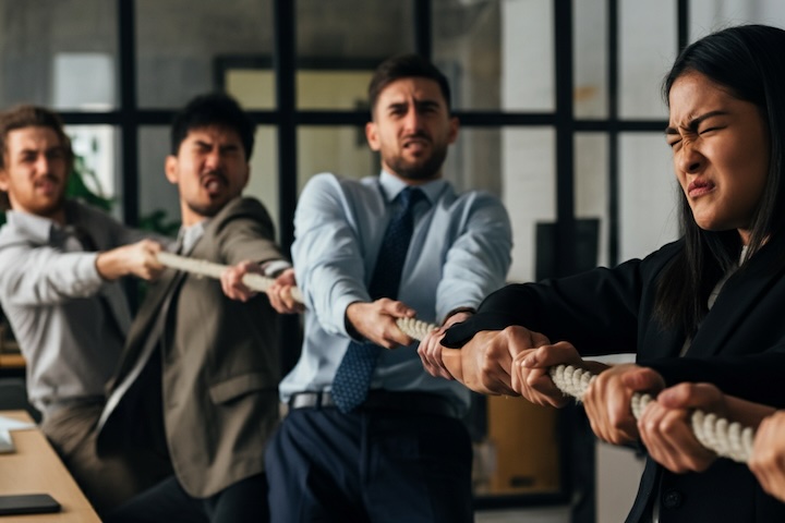 Office tug of war.