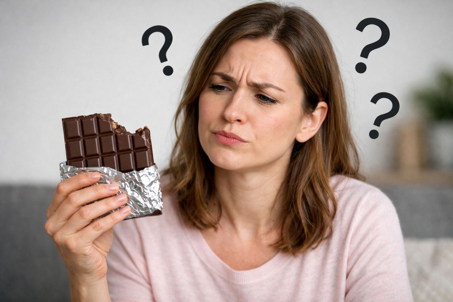 Woman wondering whether she has binge eating