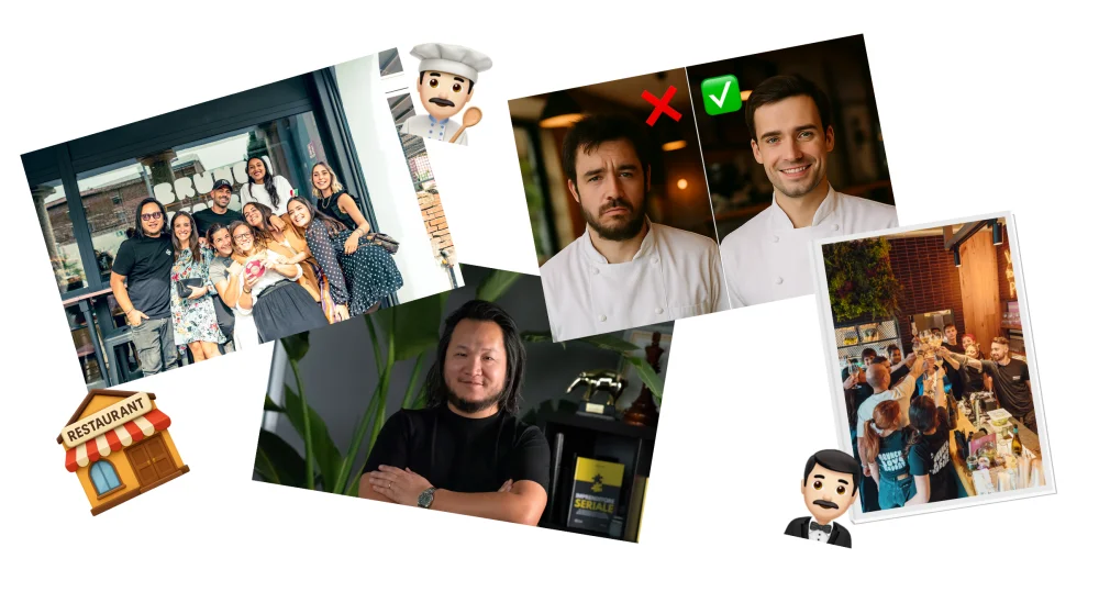 Grafica con foto di ristoratori di RistoTalent