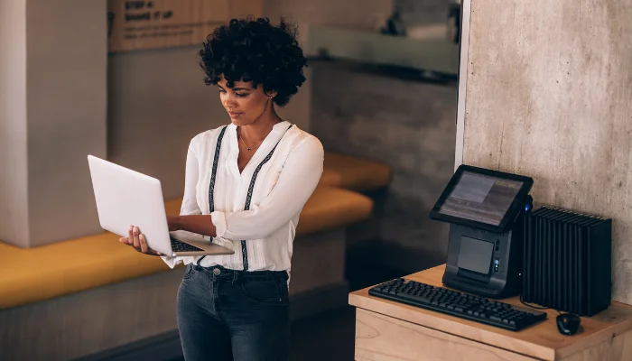 Image of a woman working on a computer