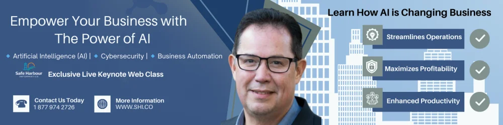 Safe Harbour Informatics’ AI keynote web class, Register to Learn how AI is transforming business, boosting productivity, and empowering teams. Online event for business growth and AI solutions.