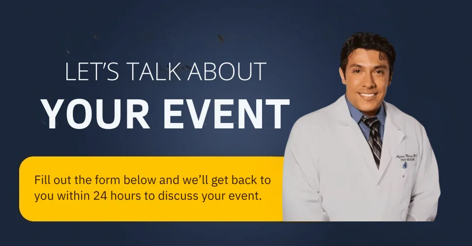 Dr Morales Let's Talk About Your Event Banner