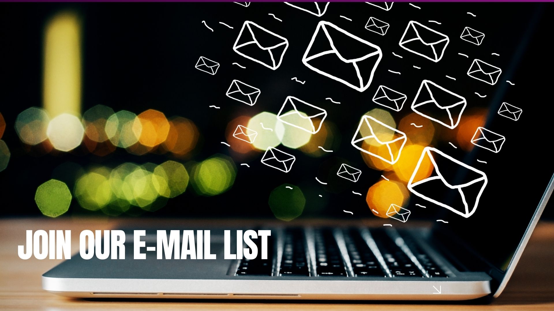 Join Our mailing list with image of laptop and email icons