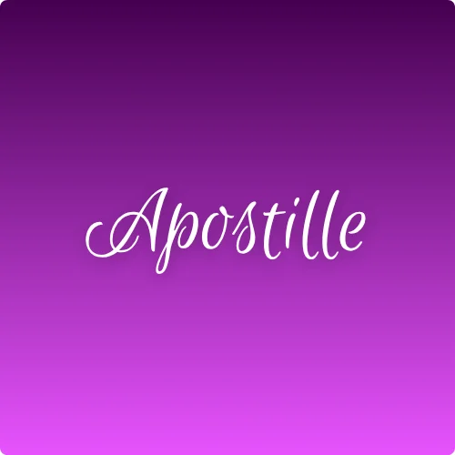 purple fades to black, with the word "apostille" in white script