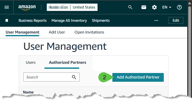 Click on "Add Authorized Partner" Button