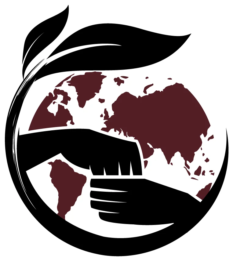 ICS Logo, a globe with the ASL sign for inclusive
