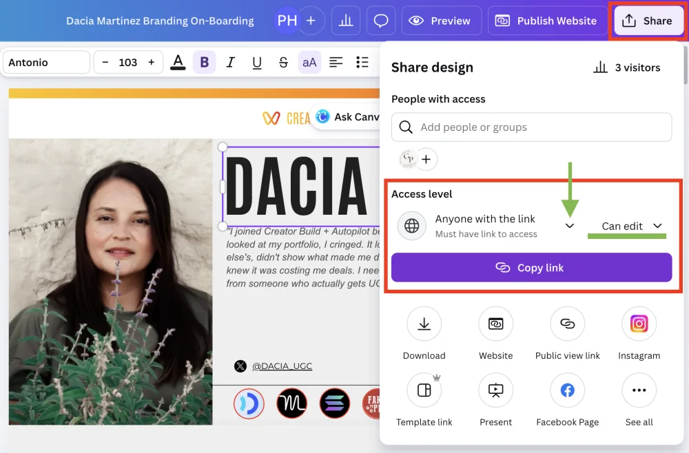 How to Share Editing Link