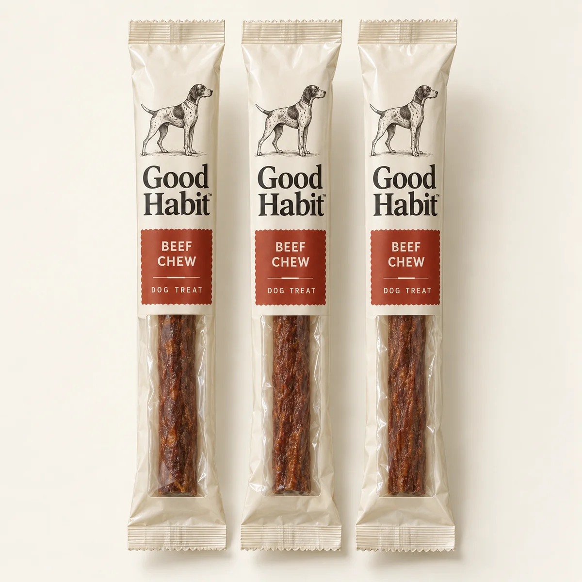 Custom printed pet treat packaging with original brand artwork