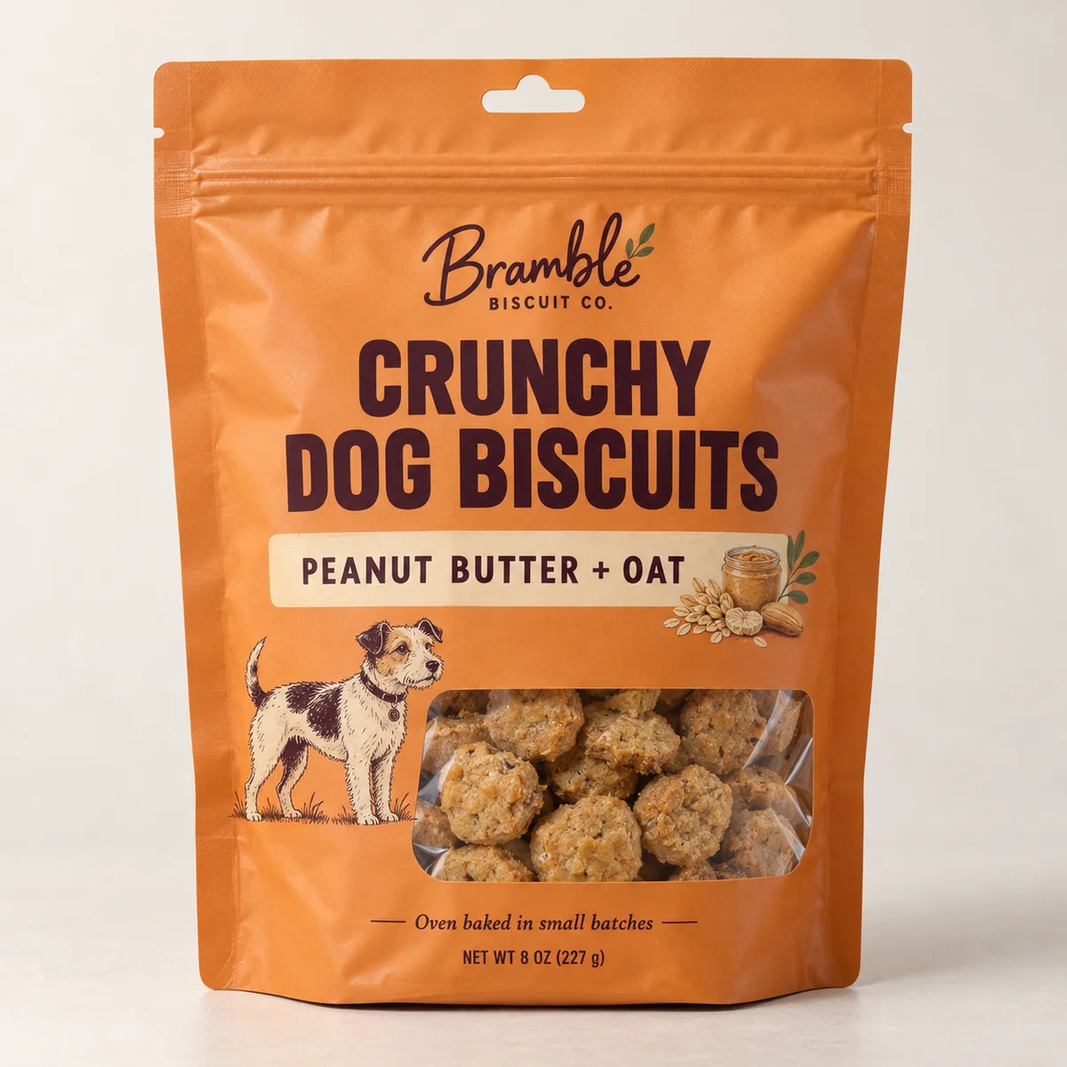 Custom printed pet treat packaging with original brand artwork