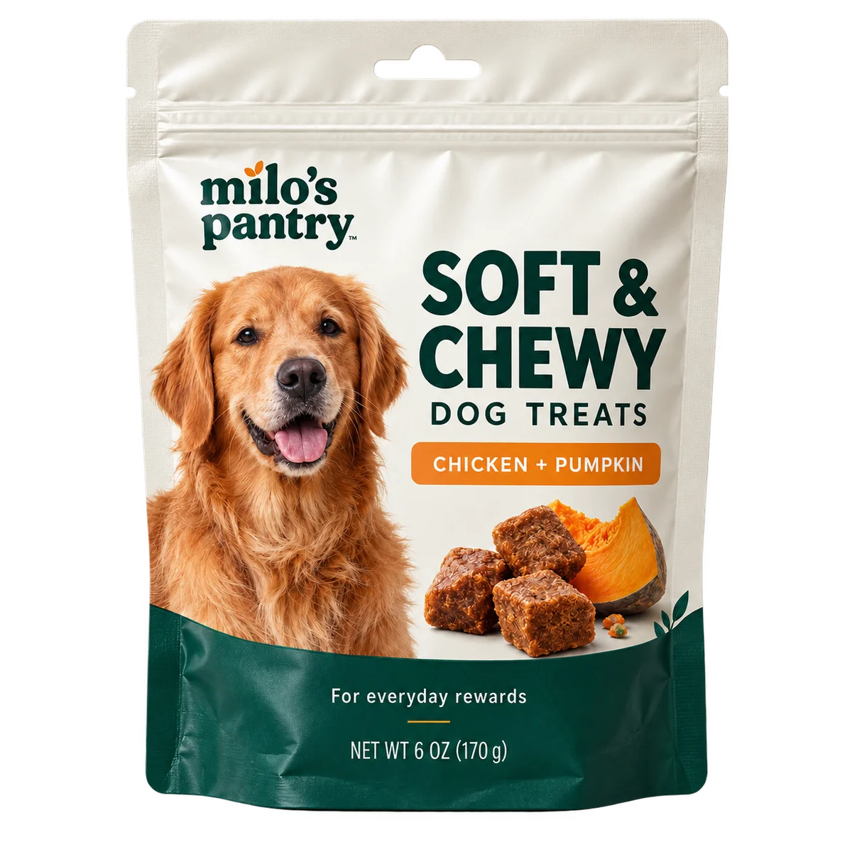 Custom printed pet treat packaging with original brand artwork