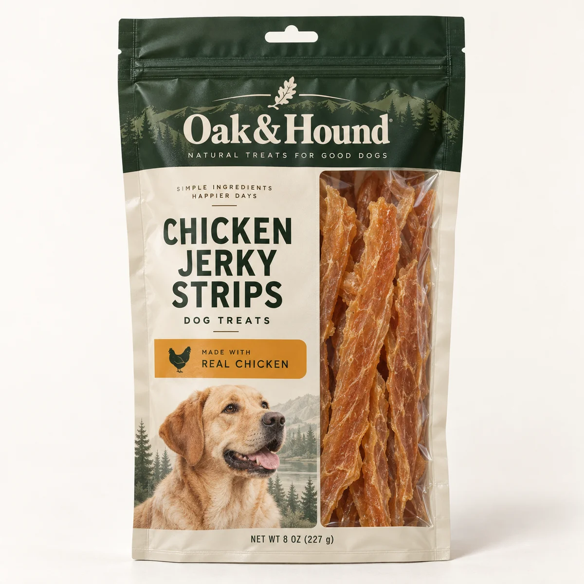 Custom printed pet treat packaging with original brand artwork