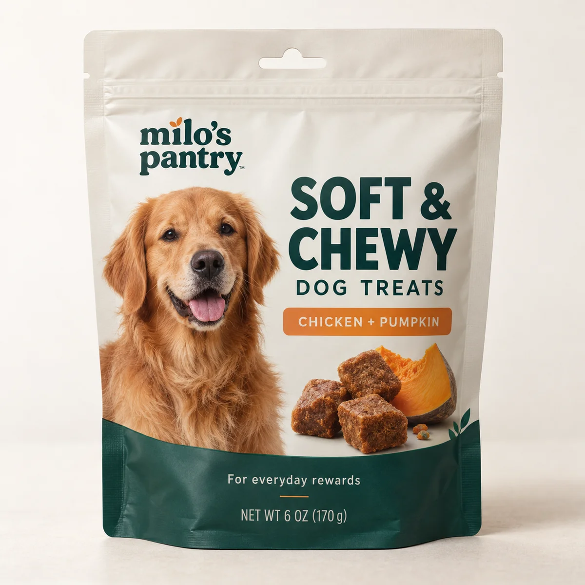 Custom printed pet treat packaging with original brand artwork